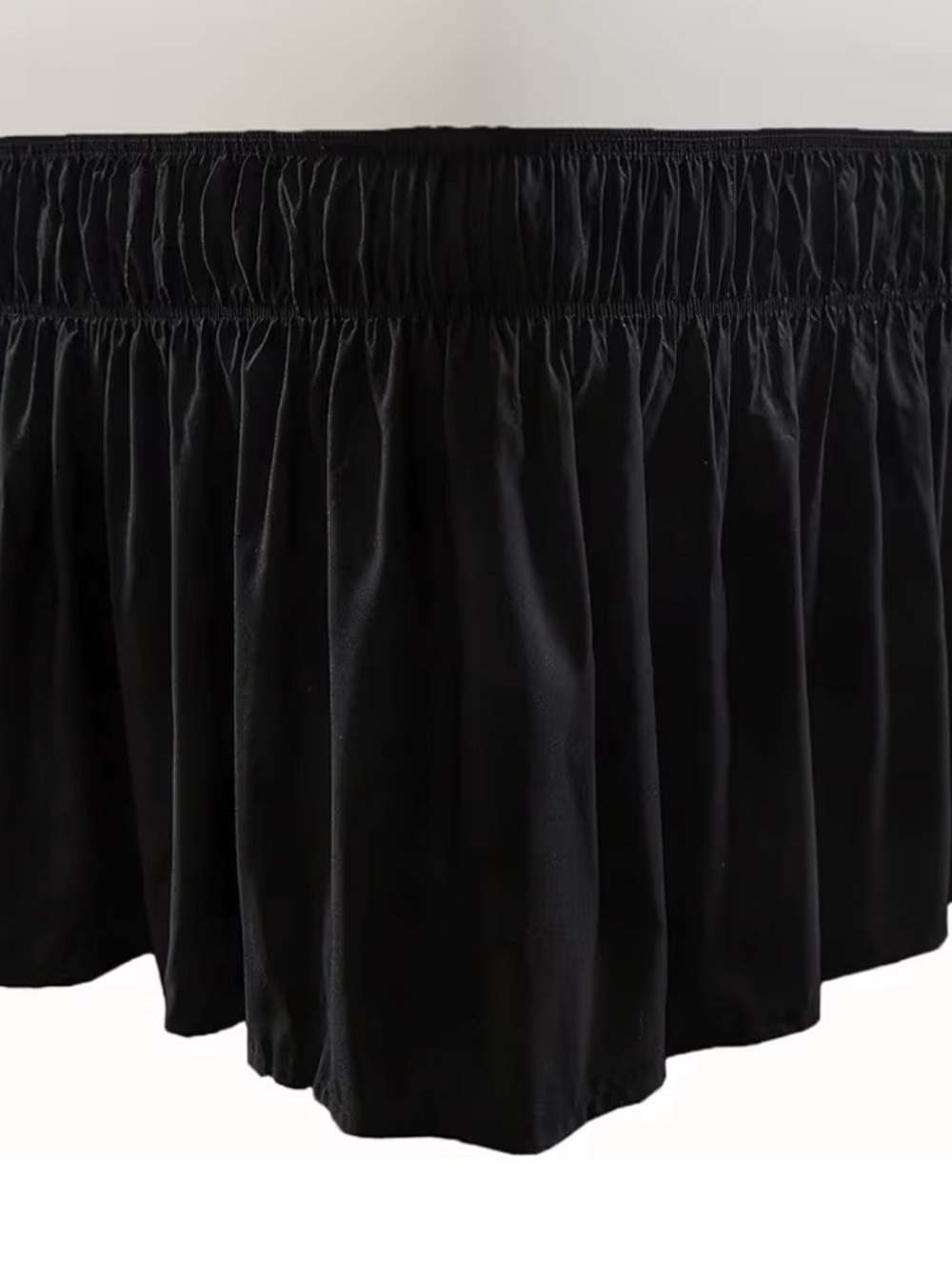 Wrap Around Bed Skirt, 14 Inch Tailored Drop, Three Fabric Sides, black
